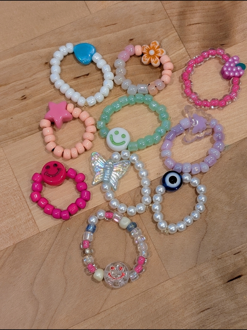 Beaded Stretch Bracelets Set Pastel Bright Colors
